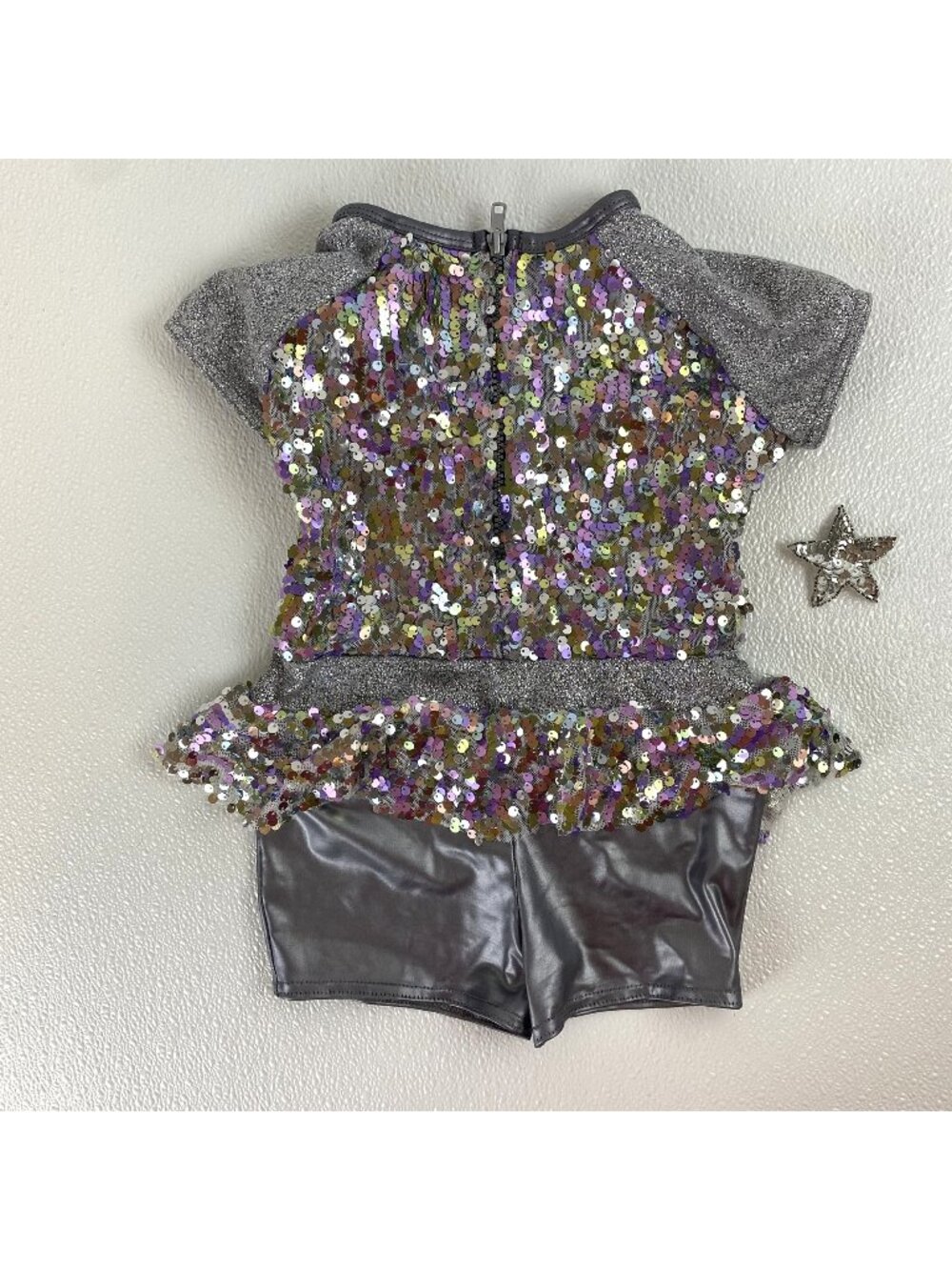 A Wish Come True Star Girl  Dance Costume Sequin & Glitter Leotard w/ Front Zip